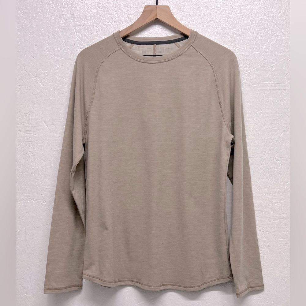 ALL in Motion - Men's Merino Wool Long Sleeve Athletic Shirt - Khaki
